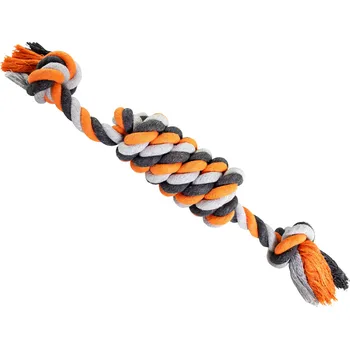 Hračka pro psa Válec JUMBO HipHop bavlněný se 2 knoty 51 cm / 500 g šedá, tm.šedá, oranžová