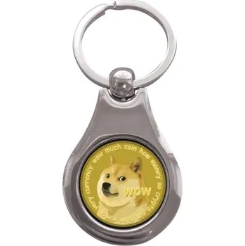 Přívěsek na klíče kolečko s potiskem Dogecoin