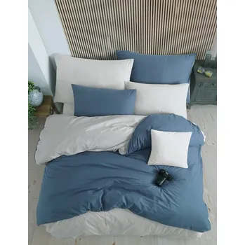 Povlečení Bavlněné povlečení Color Petrolejovo Smetanové Rozměr: 140x200 + 70x90