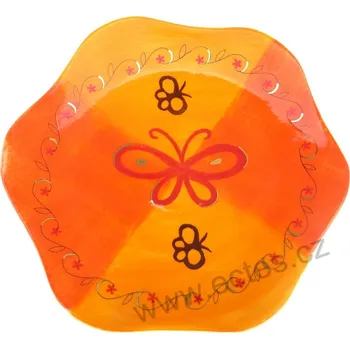 Talíř ChaCult ASHLEY oranžový keramický dezertní talíř motýlci