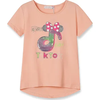 Chlapecké oblečení Dívčí triko s flitry - KUGO WK0803, lososová Barva: Lososová, Velikost: 128