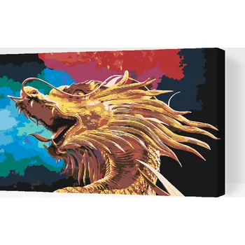 Malování podle čísel - Zlatý drak Velikost: 40x60cm, Rámování: Pouze srolované plátno