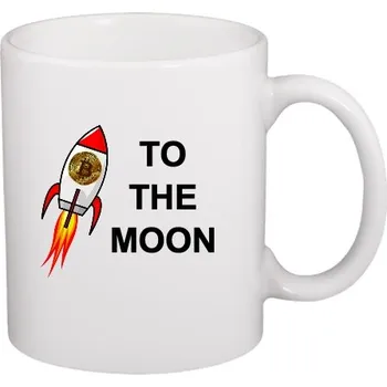 Hrnek malý bílý s potiskem Bitcoin - To The Moon
