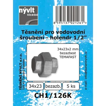 Instalatérský materiál SADA těsnění holendru 1/2" ploché - bezazbest 23 x 34 x 2 mm - CH1/126K - nahzazuje CH1/126B