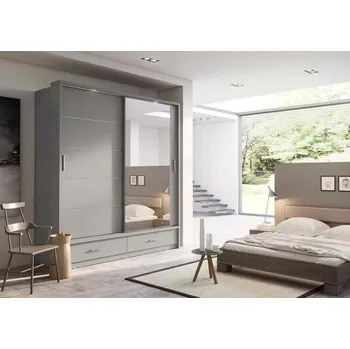 Šatní skříň Lenart Šatní skříň s Led osvětlením Arti 05 (200) - šedý mat