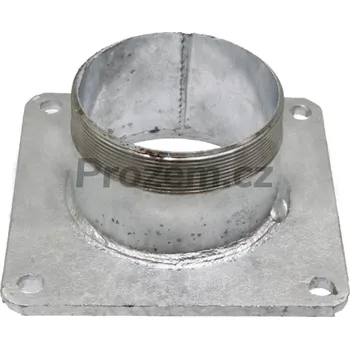 Hřebík Ocelová příruba 180 x 180 mm s vsuvkou do potrubí a vnějším závitem 8"