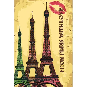 Malování podle čísel - Pohled z Paříže Velikost: 40x60cm, Rámování: Pouze srolované plátno