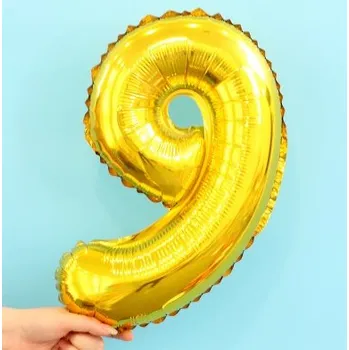 Balónek Fóliový balónek číslo 9 zlatý - 46cm