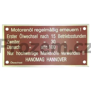 Autodíl Štítek bloku motoru