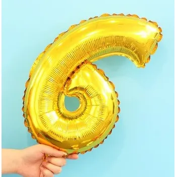 Balónek Fóliový balónek číslo 6 zlatý - 46cm