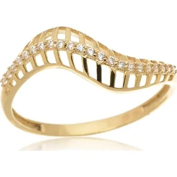 Prsten Dámský zlatý prsten s čirými zirkony PR0425F + DÁREK ZDARMA