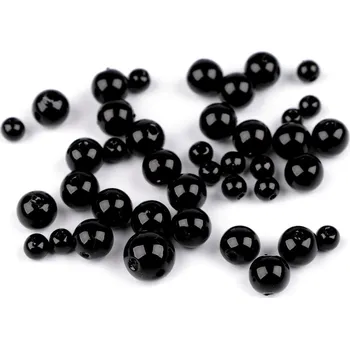 Korálek Plastové voskové korálky / perly Glance mix velikostí, barva F75 černá
