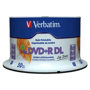 Optické médium Verbatim DVD+R DL 8,5GB 8x, 50ks (97693) VERBATIM DVD+R DL AZO 8,5GB/ 8x/ printable/ inverse stack/ 50pack/ spindle