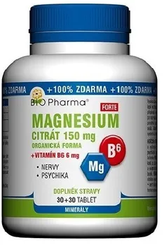 Bio Pharma Magnesium Citrát Forte 150 mg + vitamín B6 6 mg 30 + 30 tbl.