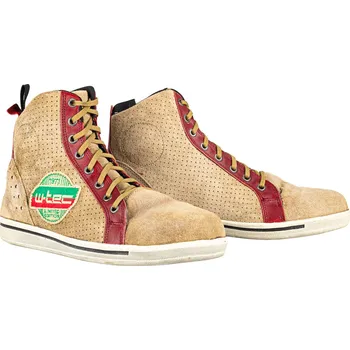 Moto obuv W-TEC Moto boty SmokinJoe béžová s červeným pruhem - 41