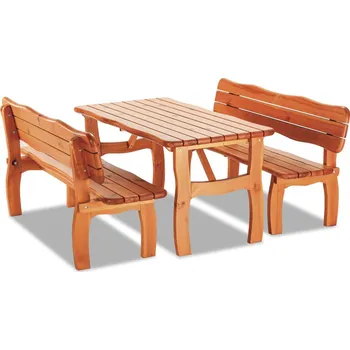 Zahradní sestava Krajča Zahradní dřevěná sestava Tereza (3 díly) 200 cm Povrchová úprava dřeva: Pinie tmavá, Materiál: Borovice