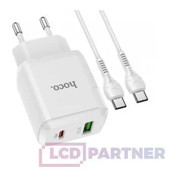 Pouzdro na mobilní telefon hoco. Sada nabíječek pro dva porty N5 typu C na typ C 20 W bílá