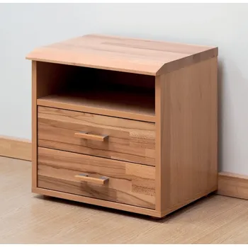 Noční stolek BMB Noční stolek dvouzásuvkový - hrana s fazetou - buk Moření: mahagon, Provedení: Jádrový buk cink