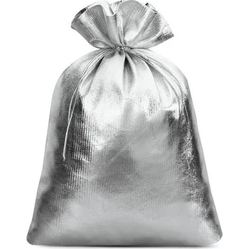 Dárková taška Dárkový sáček metalický stříbrný 22 x 30 cm