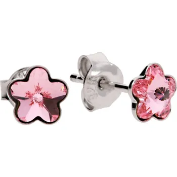 Náušnice Stříbrné puzety náušnice Flowers Light Rose (Dámské stříbrné náušnice)