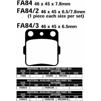 Brzdový komplet EBC FA84/2 R sintrované brzdové destičky pro motorku