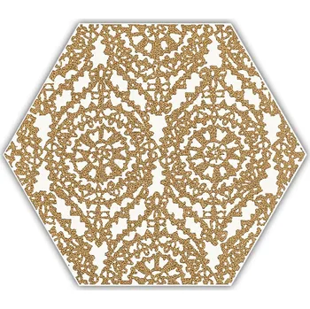 Shiny Lines gold heksagon inserto A - dlaždice šestihran dekor 17,1x19,8 bílá 157729