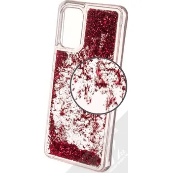 Pouzdro na mobilní telefon 1Mcz Liquid Hexagon Sparkle ochranný kryt s přesýpacím efektem třpytek pro Samsung Galaxy A32 5G červená (red)