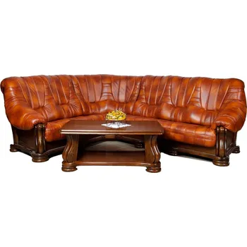 Sedací souprava Nábytek Chodura Kožená sedací souprava Felicie - hnědá dřevo 110x310x250 Hnědá