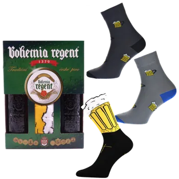 Pánské ponožky Dárkový set - 2 Piva Bohemia Regent + 3x ponožky Pivo - velikost 43-46 (Velikost 43-46)