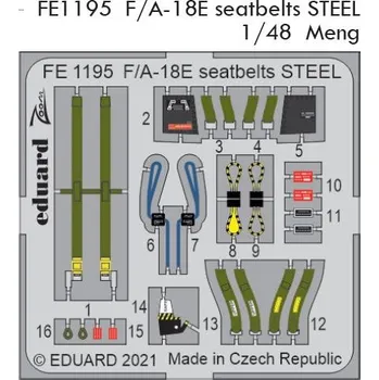 Plastikový model Eduard 1/48 F/A-18E seatbelts STEEL (MENG)