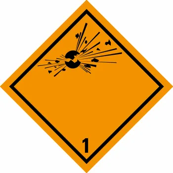 Značení ADR třída 1 - Výbušné látky a předměty samolepící vinylová fólie 100 x 100 mm