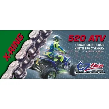 Řetězová sada pro motocykl řetěz 520ATV, ČZ - ČR (barva černá, 96 článků vč. rozpojovací spojky CLIP)