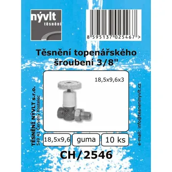 SADA plochého těsnění 3/8" ventilu - guma 18.5x9.6x3 mm - CH/2546