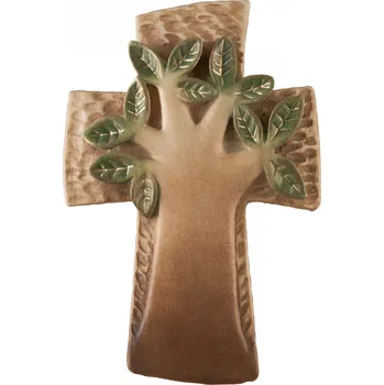 Vánoční dekorace Ornatis Kříž - Strom Života III. Provedení: Malované - zelené listy, Velikost Kříže: 12 cm