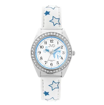 Hodinky JVD Dětské modro-bílé náramkové hodinky JVD J7117.9 s jednorožcem (JVD Dětské modro-bílé náramkové hodinky JVD J7117.9 s jednorožcem)