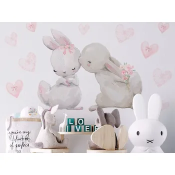 Samolepící dekorace DEKORACJAN Nálepka na stěnu - Králičí pusinka