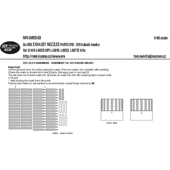 Plastikový model 1/48 Mask Su-35S EXH.NOZZLES parts D10-D13 (GWH)