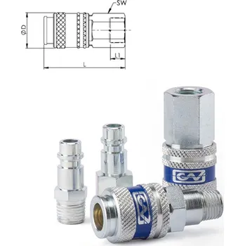 Příslušenství ke kompresoru GAV BEZPEČNOSTNÍ OCELOVÁ RYCHLOSPOJKA STL.VZDUCH 1/2" vnitřní závit