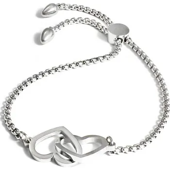 Náramek Dámský stahovací náramek srdce z chirurgické oceli S1076065