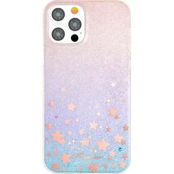 Pouzdro na mobilní telefon Kryt KINGXBAR pro Apple iPhone 12 Pro Max - třpytky a hvězdičky - růžový - gumový