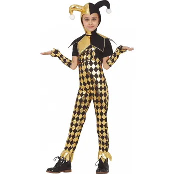 Karnevalový kostým Guirca Detský kostým - čierno-zlatá Harley Quinn Velikost - děti: M: 110-115 cm