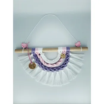 Lapač snů BRIMOON Duha macramé bílo-růžovo-fialová 30 x 16 cm