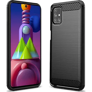 Pouzdro na mobilní telefon Ochranný silikonový obal karbon pro Samsung Galaxy M51 M515F - černý