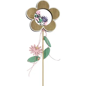 Jarní zápich dřevěný 10 cm + špejle květina