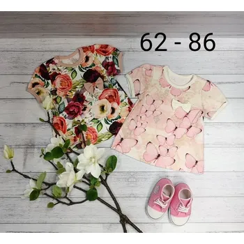 Dino Dini Dívčí triko s mašlí 21656 květy barva: růžová, Rozměr: 74