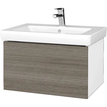 Koupelnový nábytek Dřevojas Umyvadlová skříňka VARIANTE SZZ 65 pro umyvadlo Subway 2.0 - N01 Bílá lesk / D03 Cafe