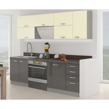 Kuchyňská linka Casarredo Karmen Grey 240 cm šedá/krémový lesk