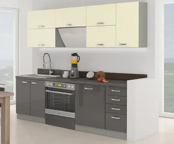 Kuchyňská linka Casarredo Karmen Grey 240 cm šedá/krémový lesk