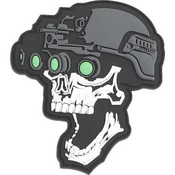 Nášivka 101 INC PVC 3D nášivka "Night vision skull" - bílá