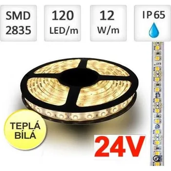 LED páska LED21 LED pásek 24V 120ks/m 2835 12W/m voděodolný-termokokon 1m, TEPLÁ